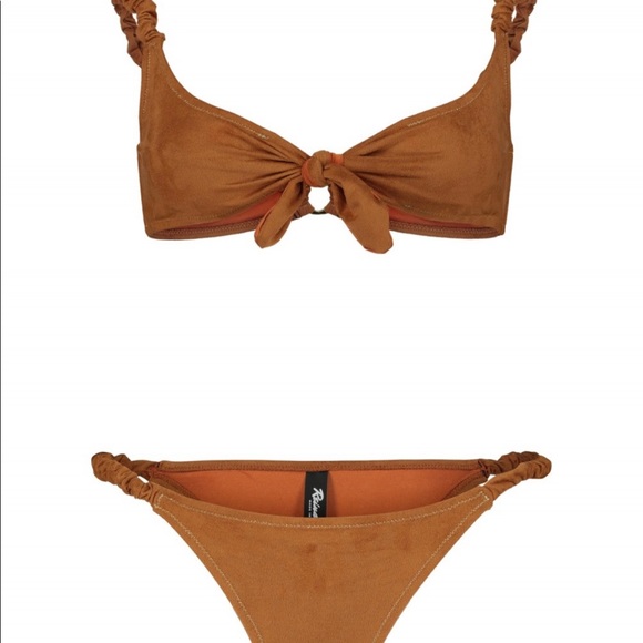 Reina Olga Luca Bikini Set in Tobacco Suede - Picture 4 of 9